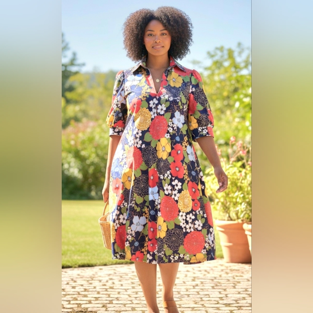 Jude Connally Colorful Floral Midi Dress